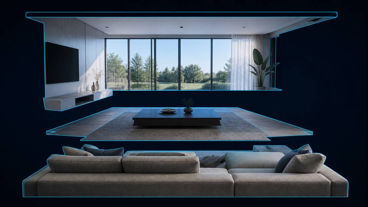 AI generating camera movement and parallax depth from a still property photograph