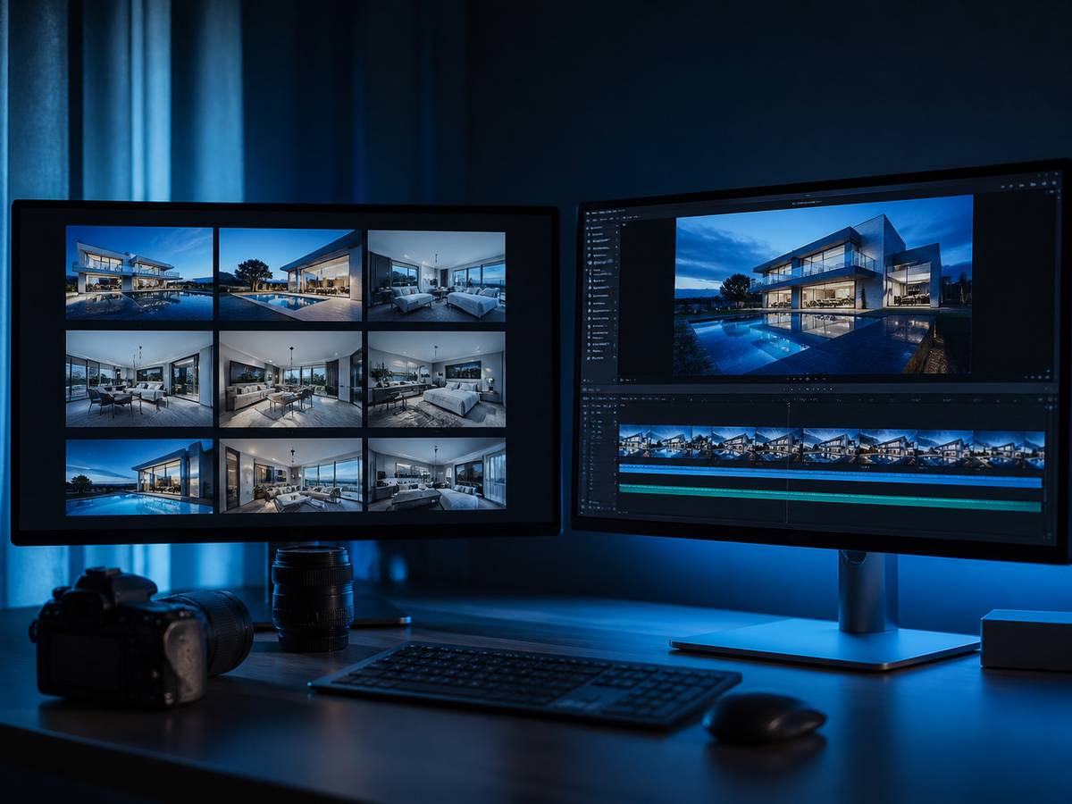 Real estate photo and video editing from one shoot, graded to match