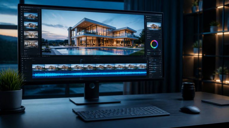 Real estate video editing guide featuring a professional property footage timeline