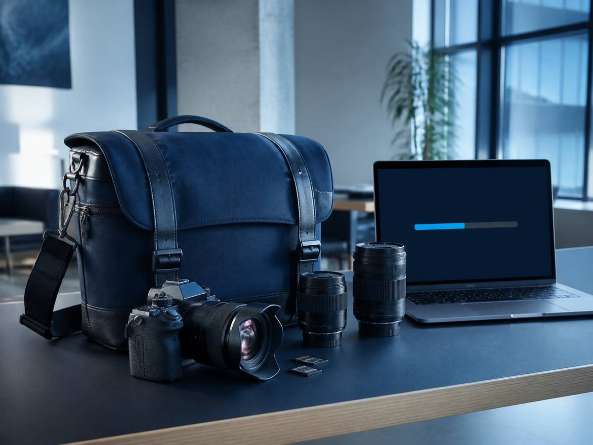 Real estate video editing outsourcing — a photographer handing off footage to an editing team