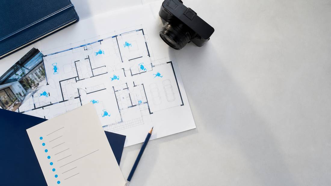 Real estate video pre-production planning with a shot list and property floor plan