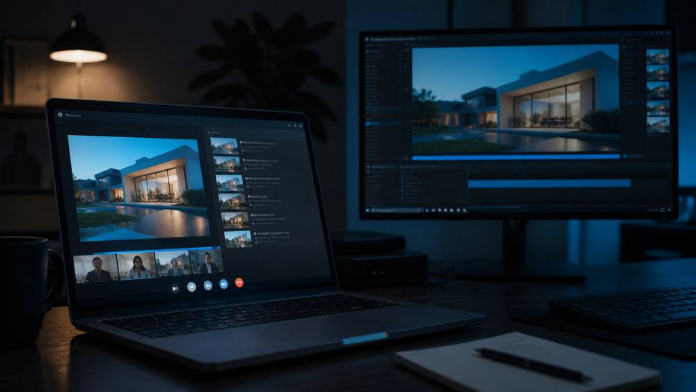 Remote direction of a property video shoot via a shared shot list and review call