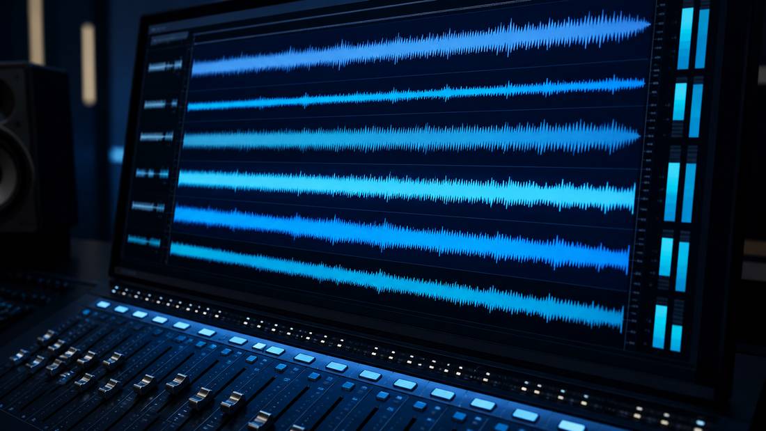 Sound design for a luxury property film with layered audio tracks on a mixing timeline