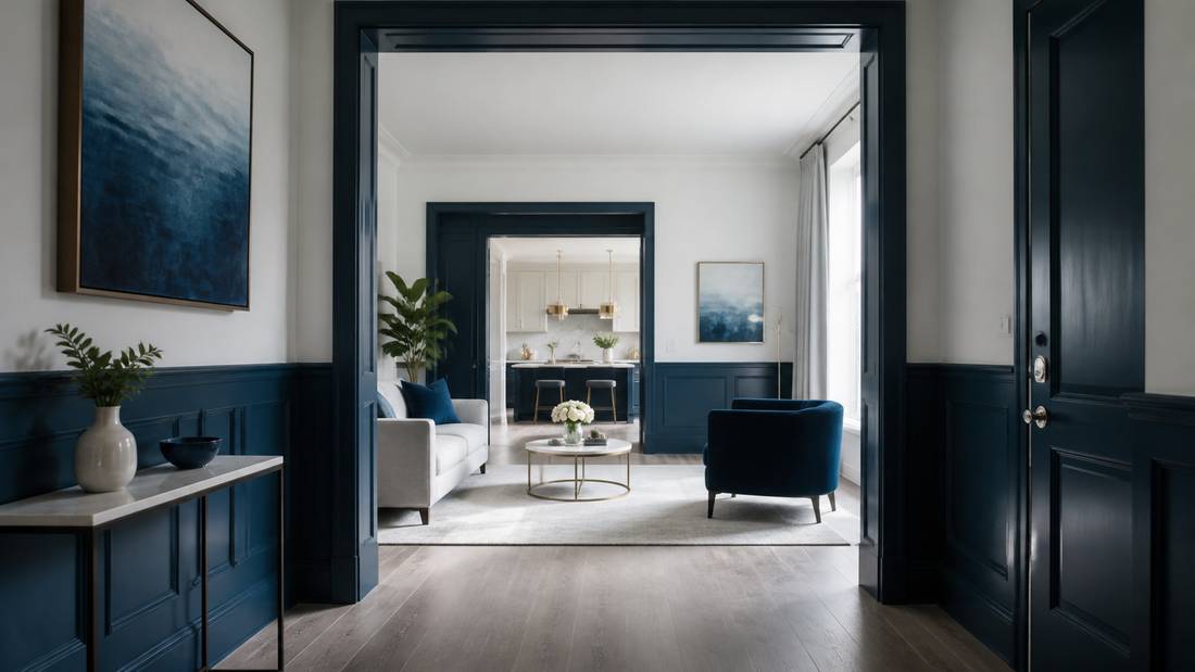 Maintaining spatial orientation in a walkthrough video across connected rooms